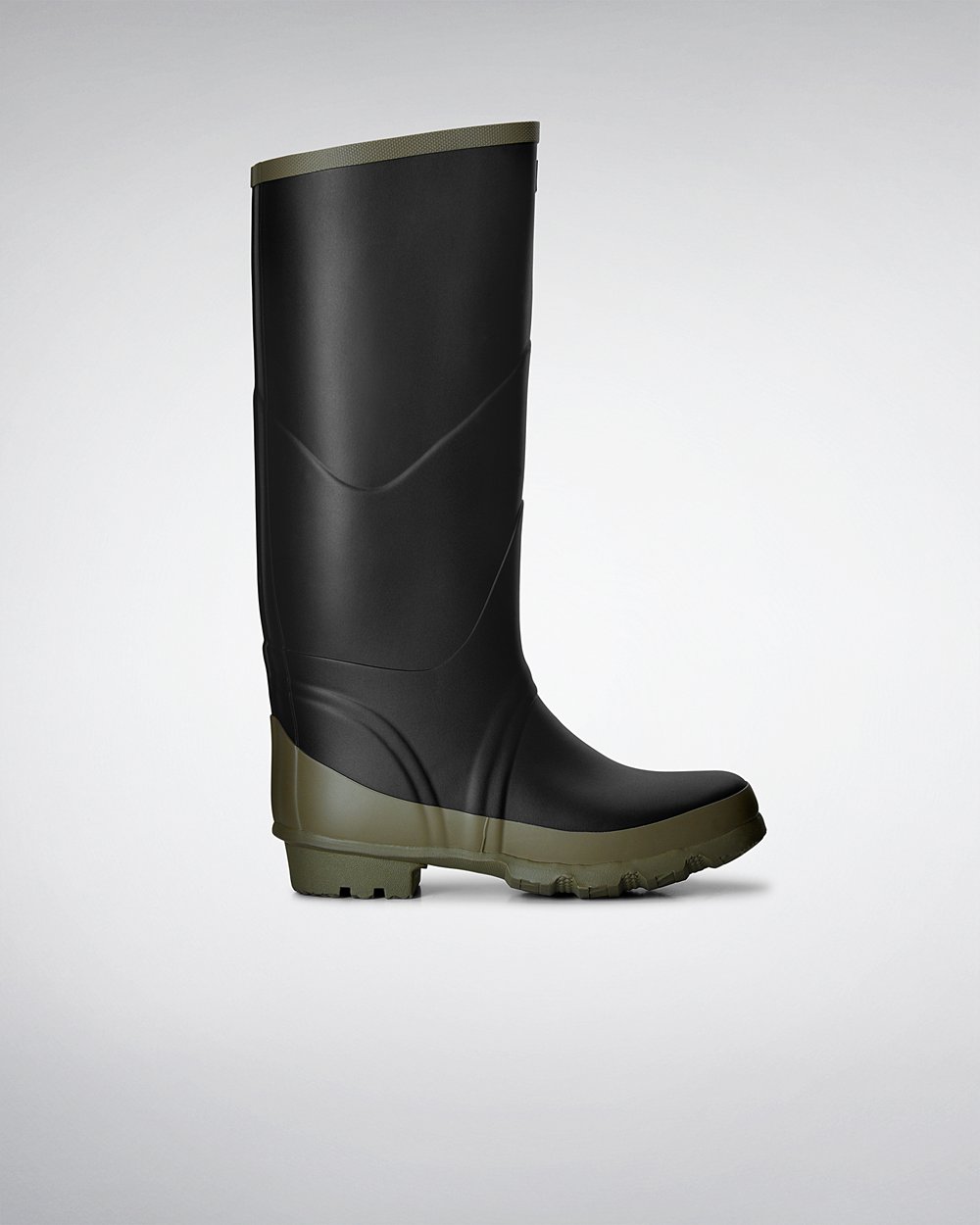 Womens Tall Rain Boots - Hunter Argyll Bullseye Full Knee (63TIKDSMV) - Black